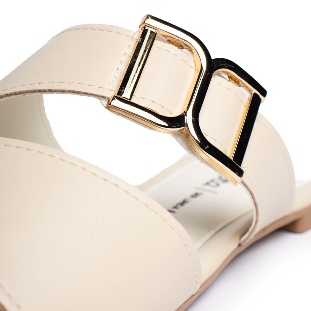 Chinelo Slide Feminino Dakota Napa Aplique Dourado Creme Creme 5