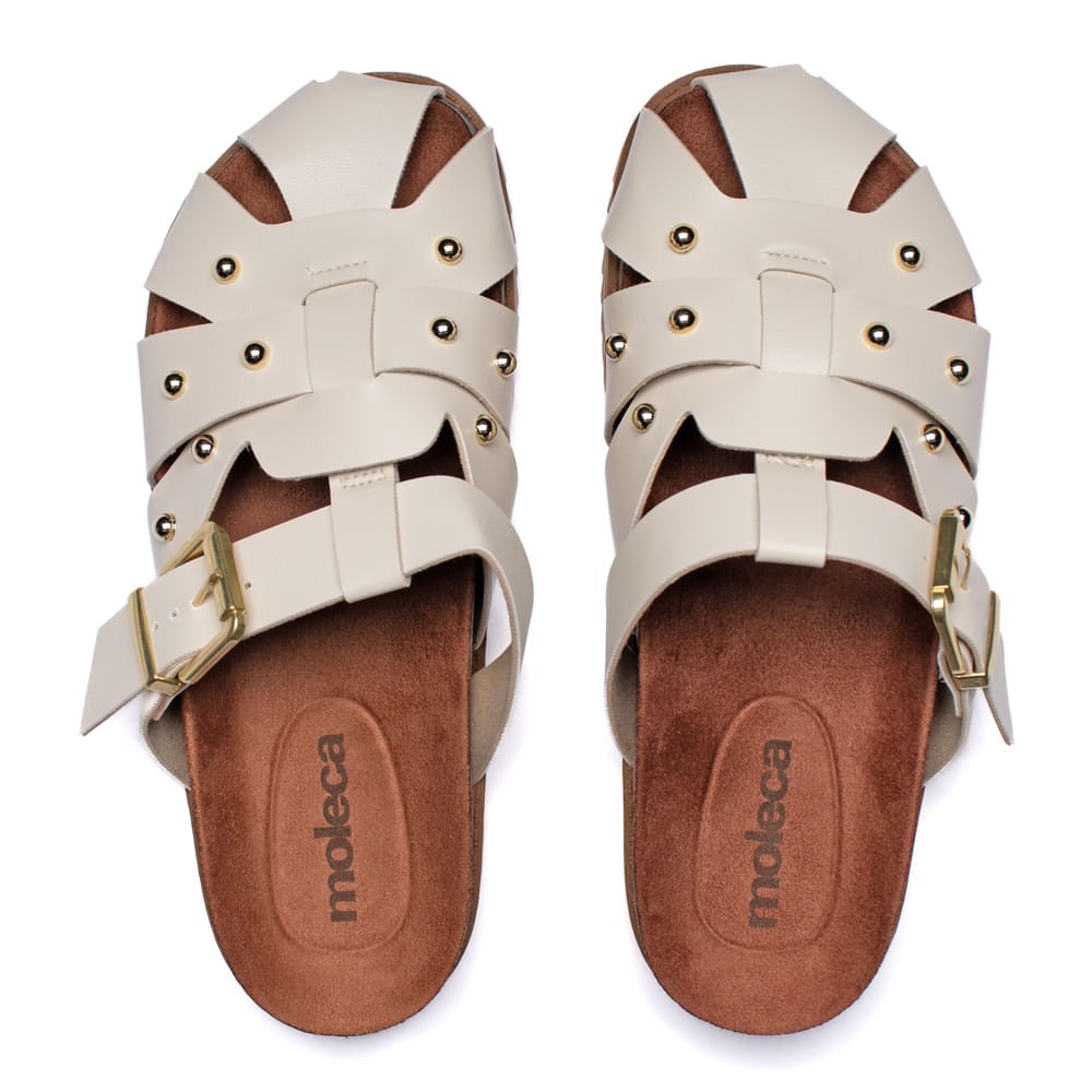 Mule Feminino Moleca Flatform Fivela Dourada Off White Off White 4