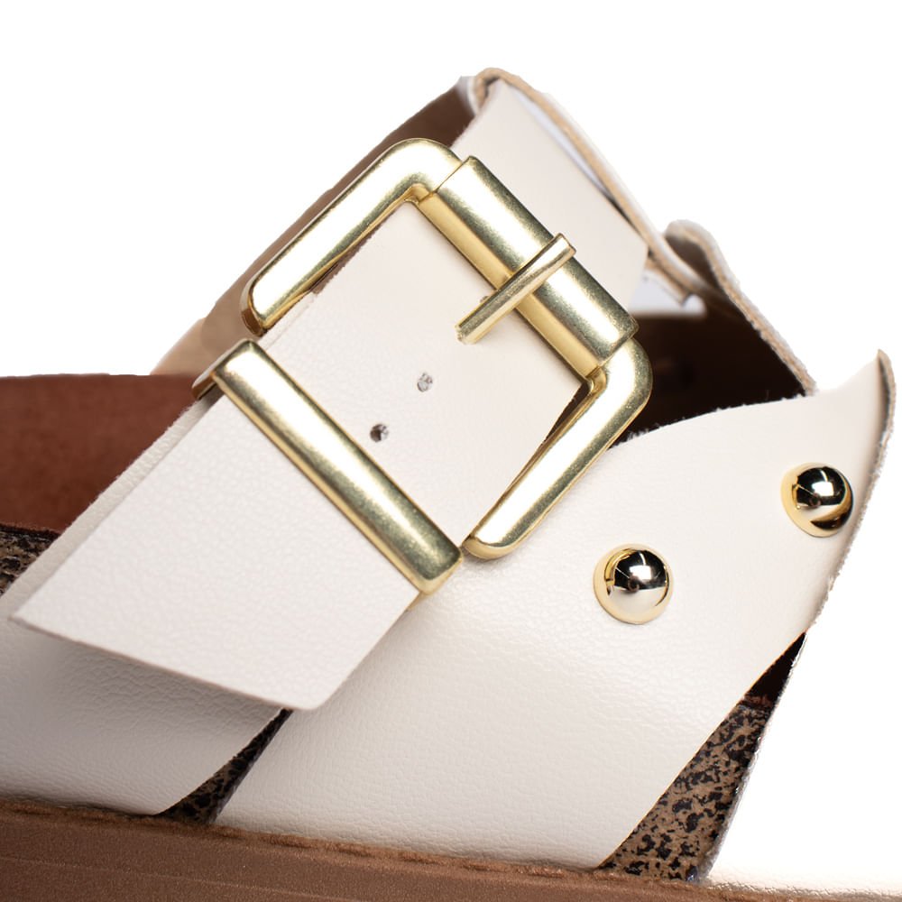 Mule Feminino Moleca Flatform Fivela Dourada Off White Off White 6