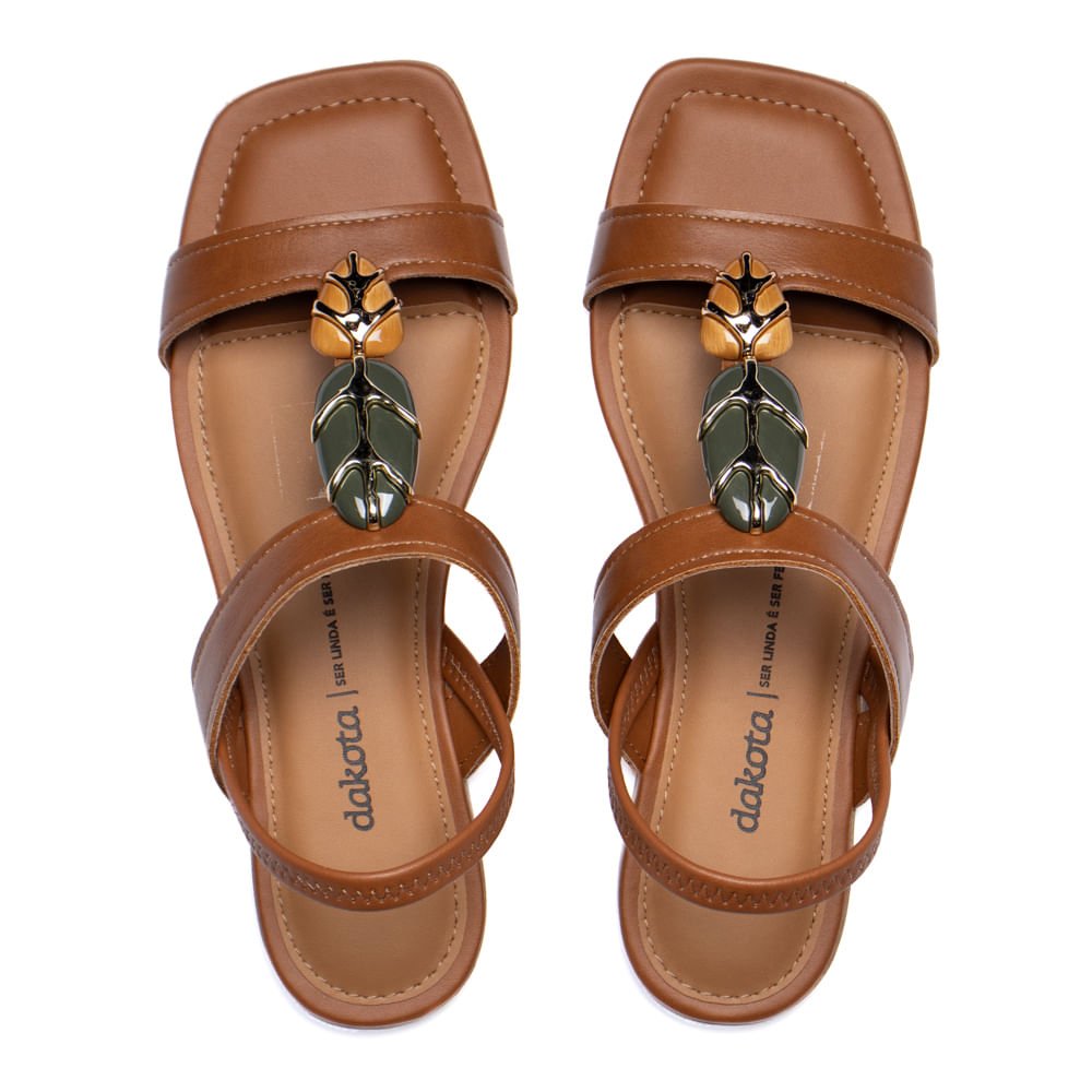 Sandália Rasteira Feminina Dakota Pedrarias Caramelo Caramelo 4