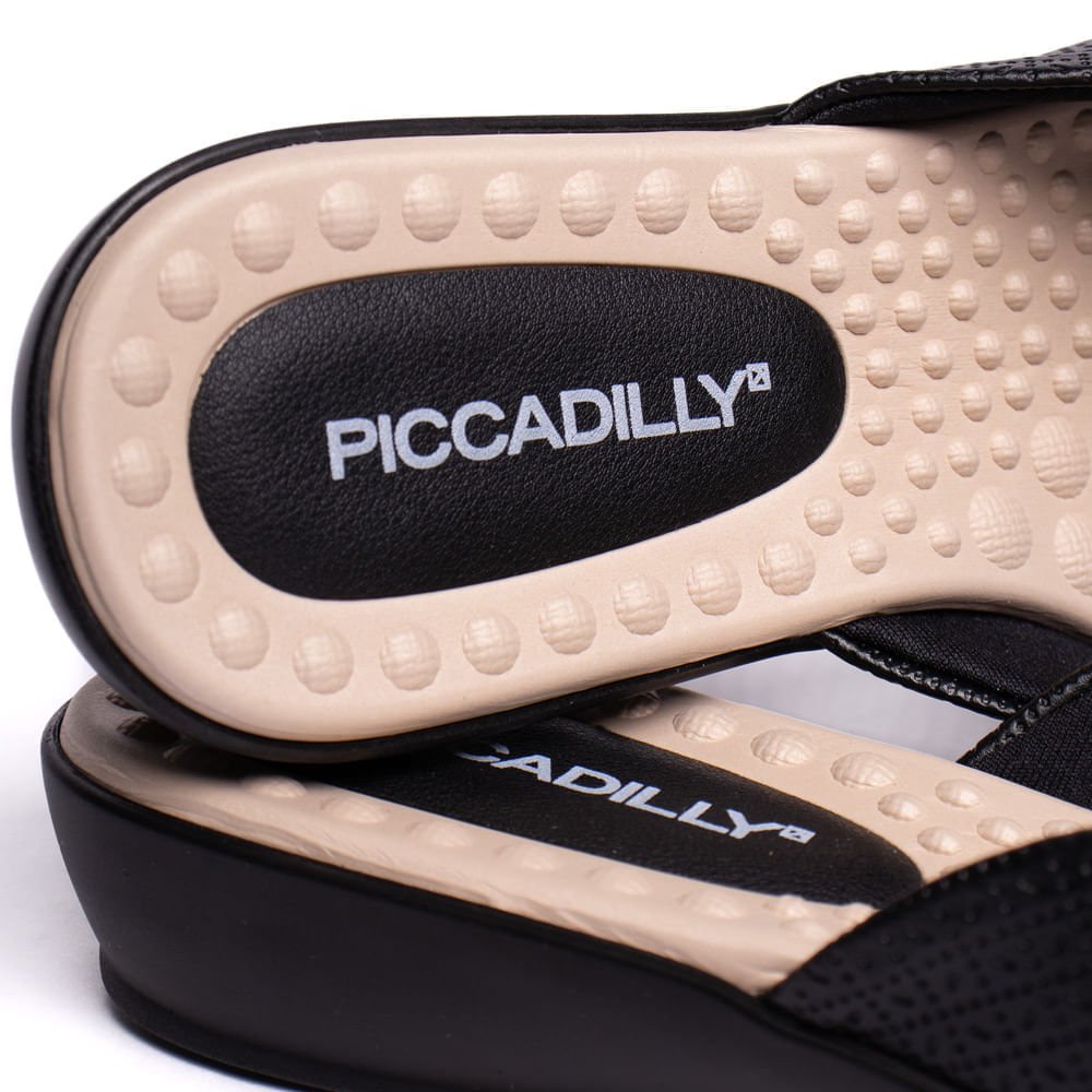 Tamanco Feminino Piccadilly Rasteira Wide Fit Preto/Bege Preto/Bege 6