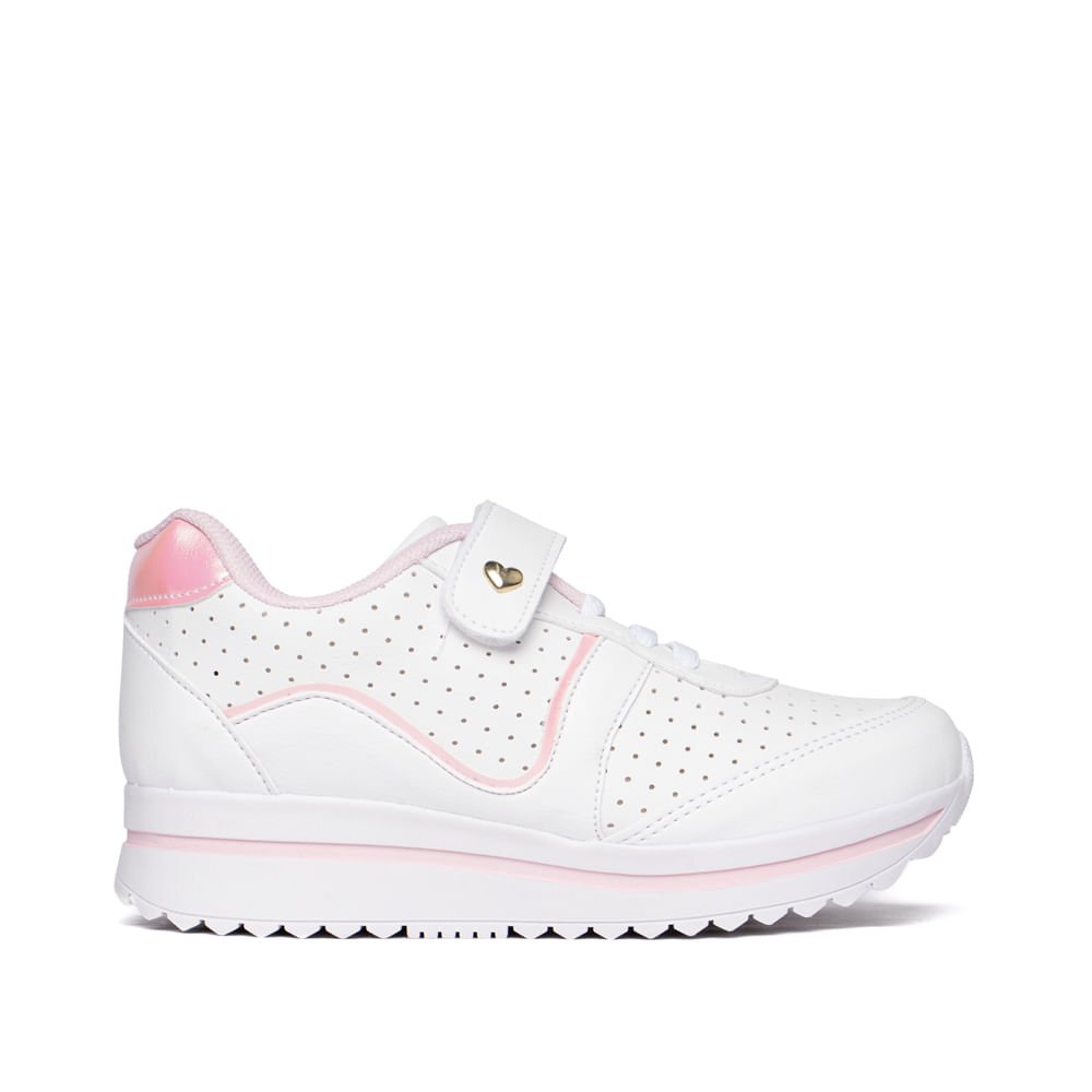 Tênis Infantil Club Happy Coração Branco/Rosa