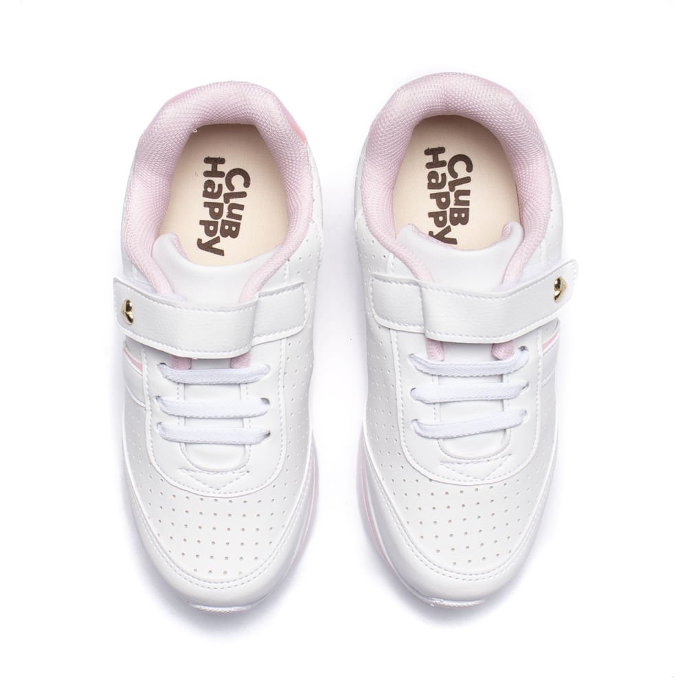 Tênis Infantil Club Happy Coração Branco/Rosa Branco/Rosa 4
