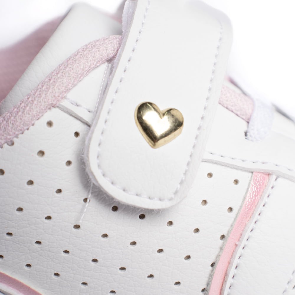 Tênis Infantil Club Happy Coração Branco/Rosa Branco/Rosa 5