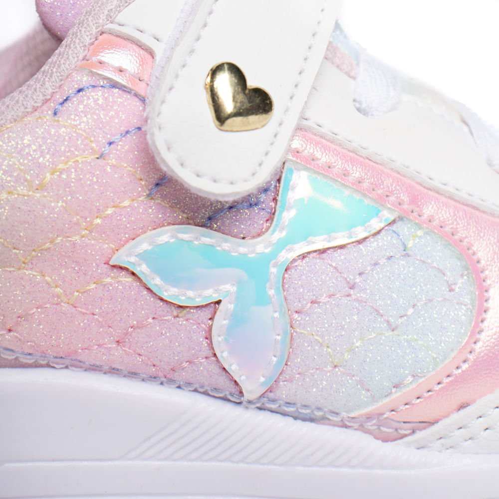 Tênis Infantil Club Happy Reflexivo Glitter Rosa/Branco Rosa/Branco 5