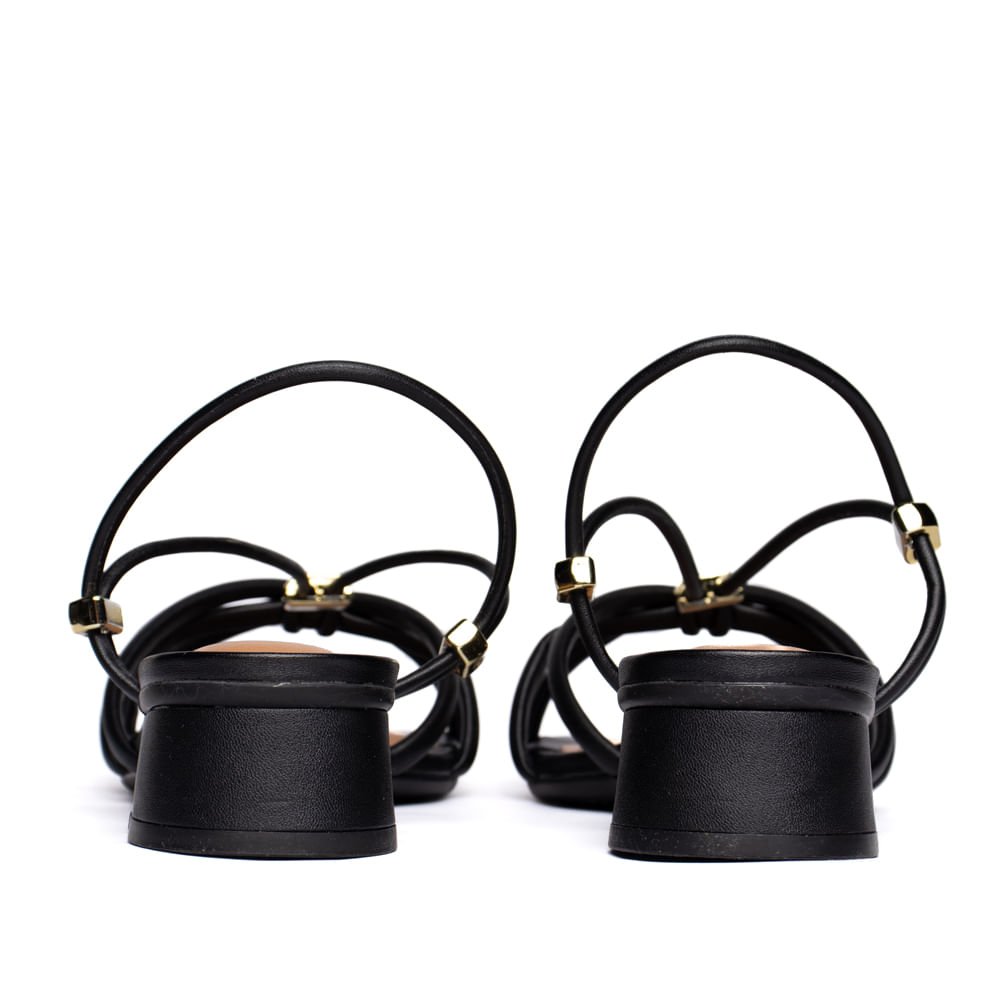 Sandália Feminina Vizzano Salto Bloco Versátil Preto/Dourado Preto/Dourado 3
