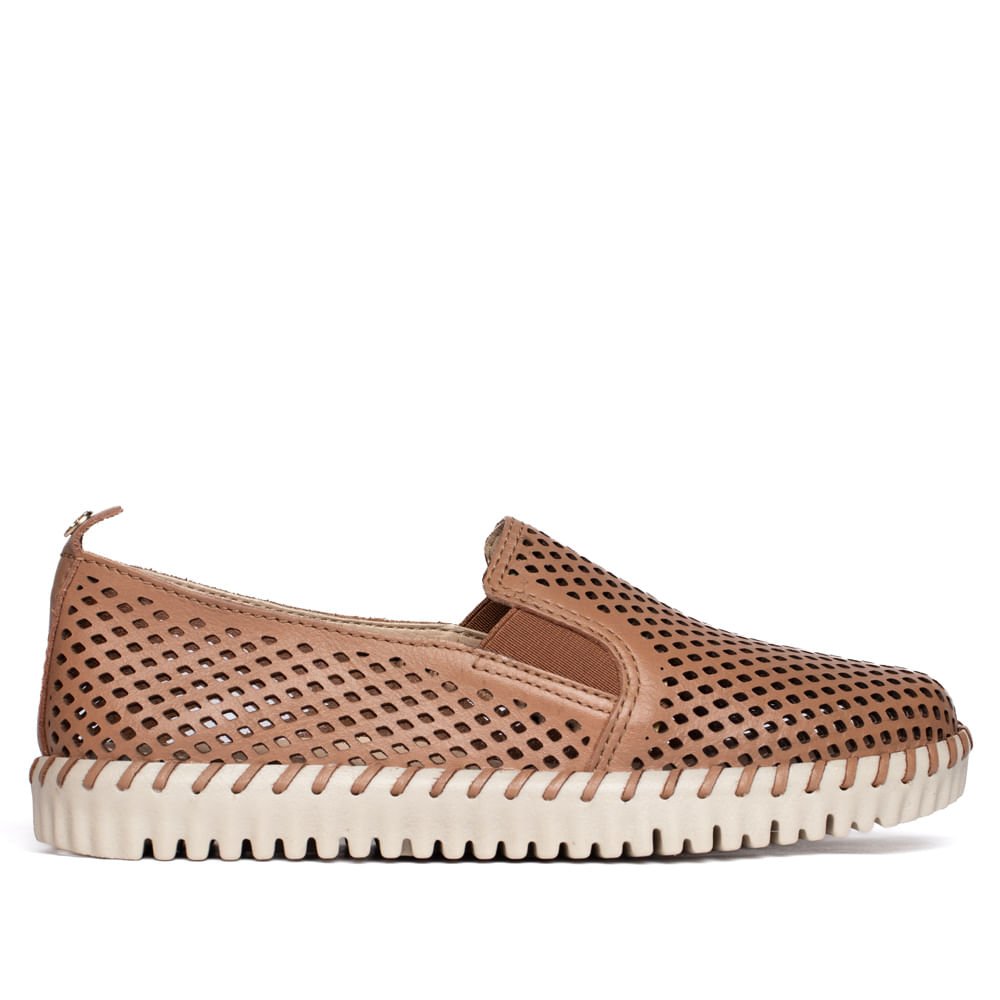 Tênis Feminino Bottero Slip On Couro Conforto Marrom