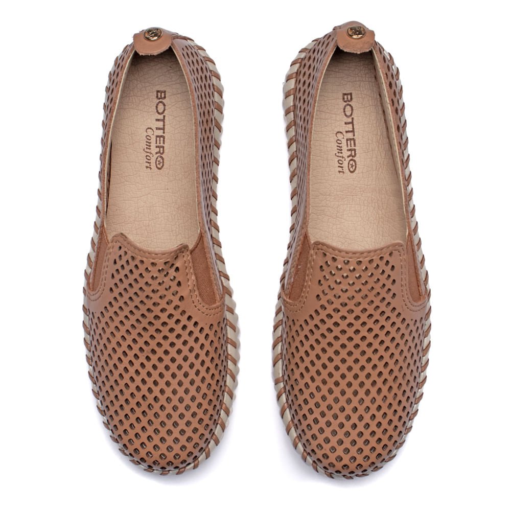 Tênis Feminino Bottero Slip On Couro Conforto Marrom Marrom 4