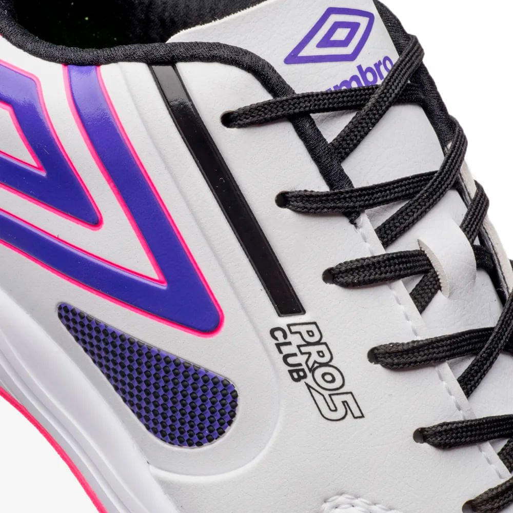 Chuteira Futsal Umbro Pro 5 Bump Club Roxo Branco Rosa Branco/Rosa/Roxo 5