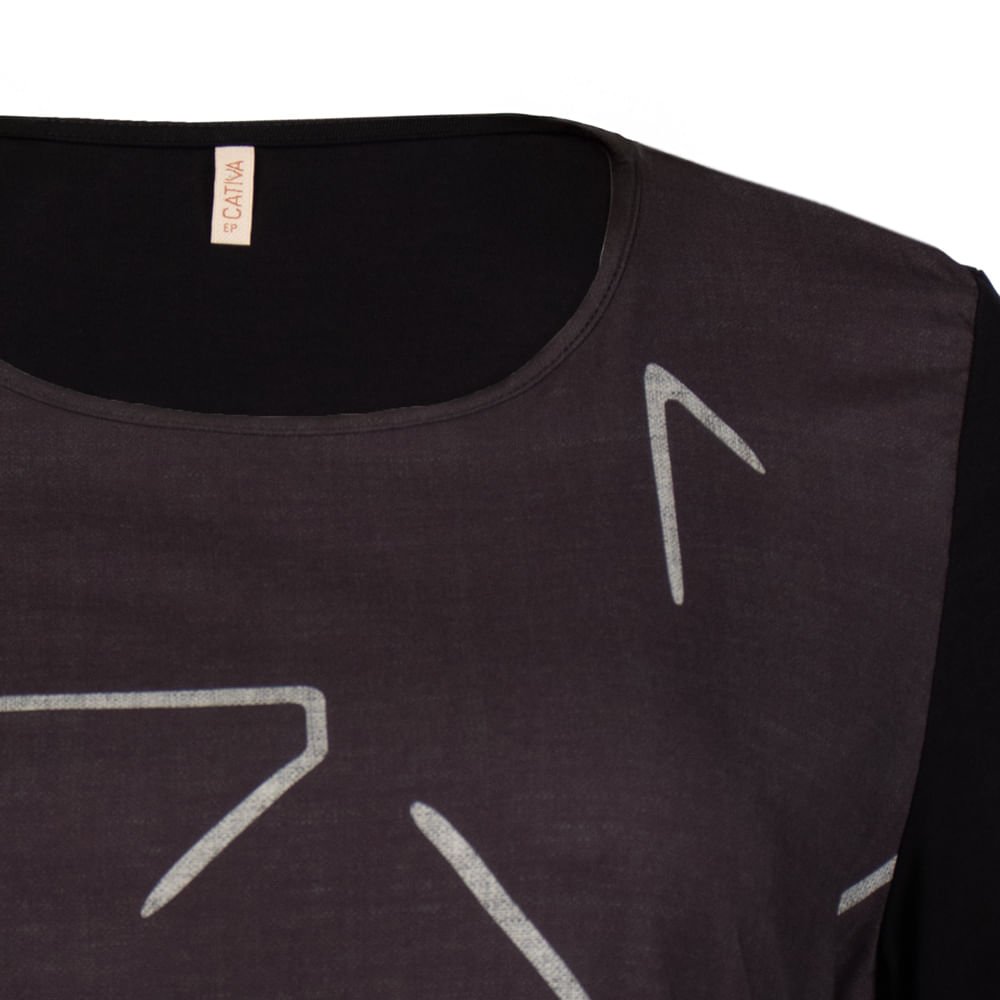 Blusa Feminina Cativa Plus Size Estampada Preto Preto 3