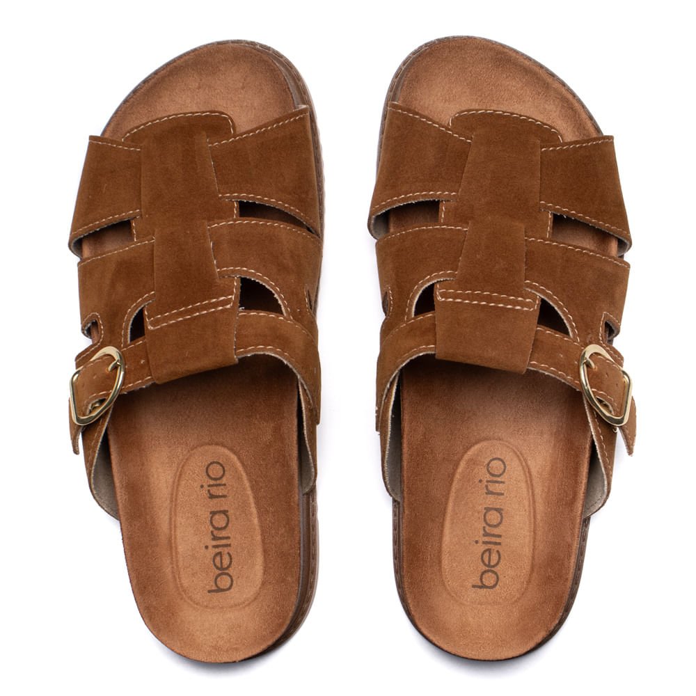 Chinelo Feminino Beira Rio Flatform Camurça Caramelo