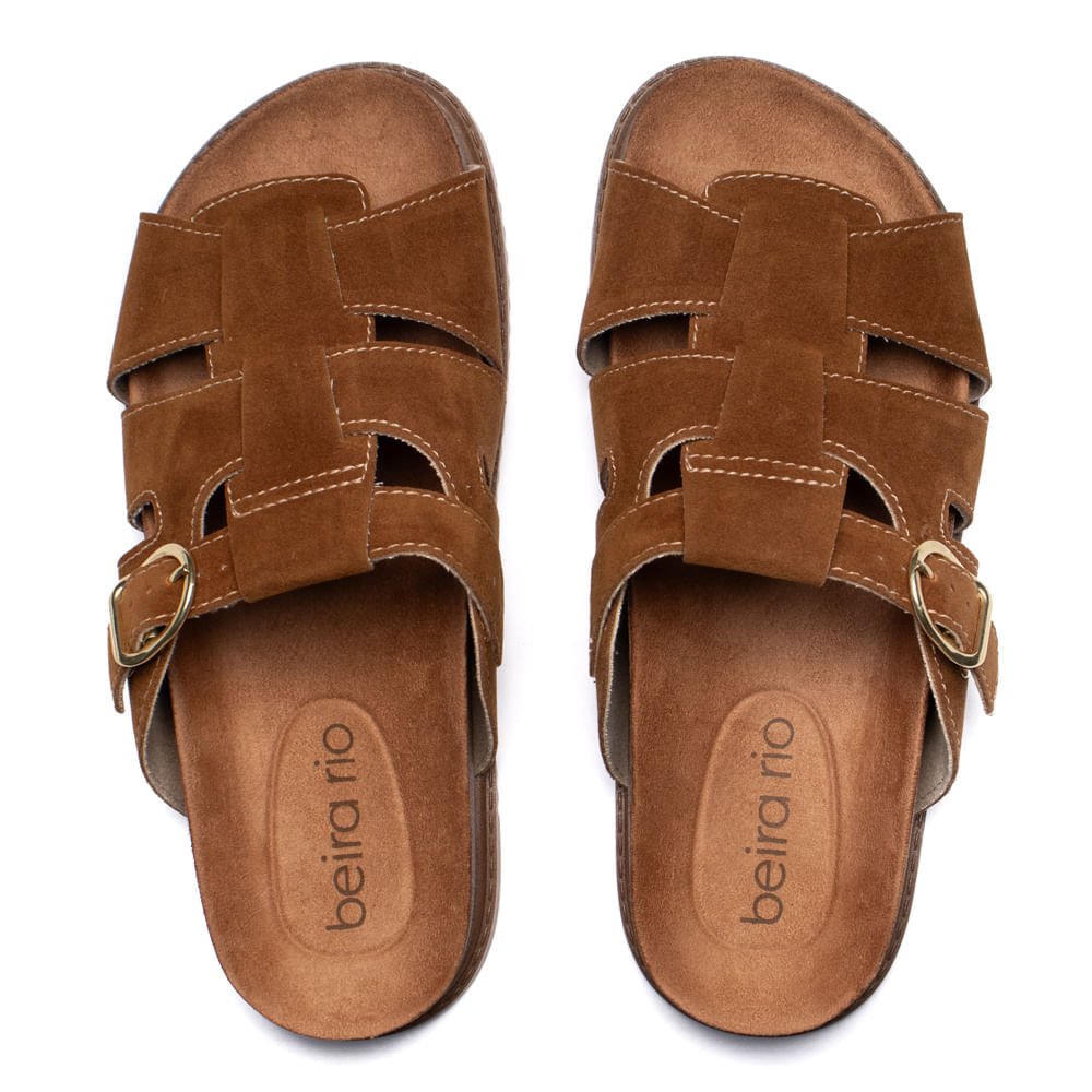 Chinelo Feminino Beira Rio Flatform Camurça Caramelo