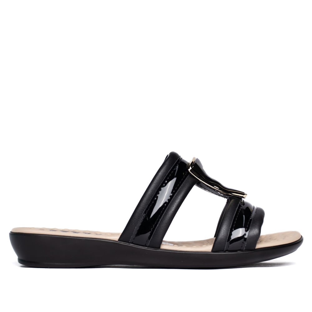 Tamanco Feminino Piccadilly Salto Anabela Verniz Preto