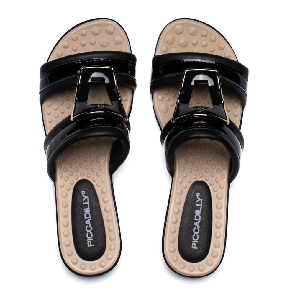 Tamanco Feminino Piccadilly Salto Anabela Verniz Preto Preto 4