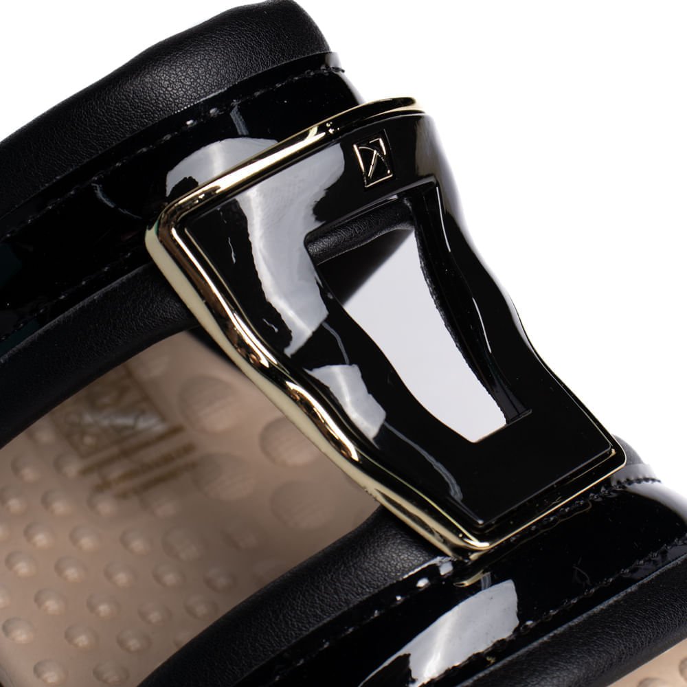 Tamanco Feminino Piccadilly Salto Anabela Verniz Preto Preto 5