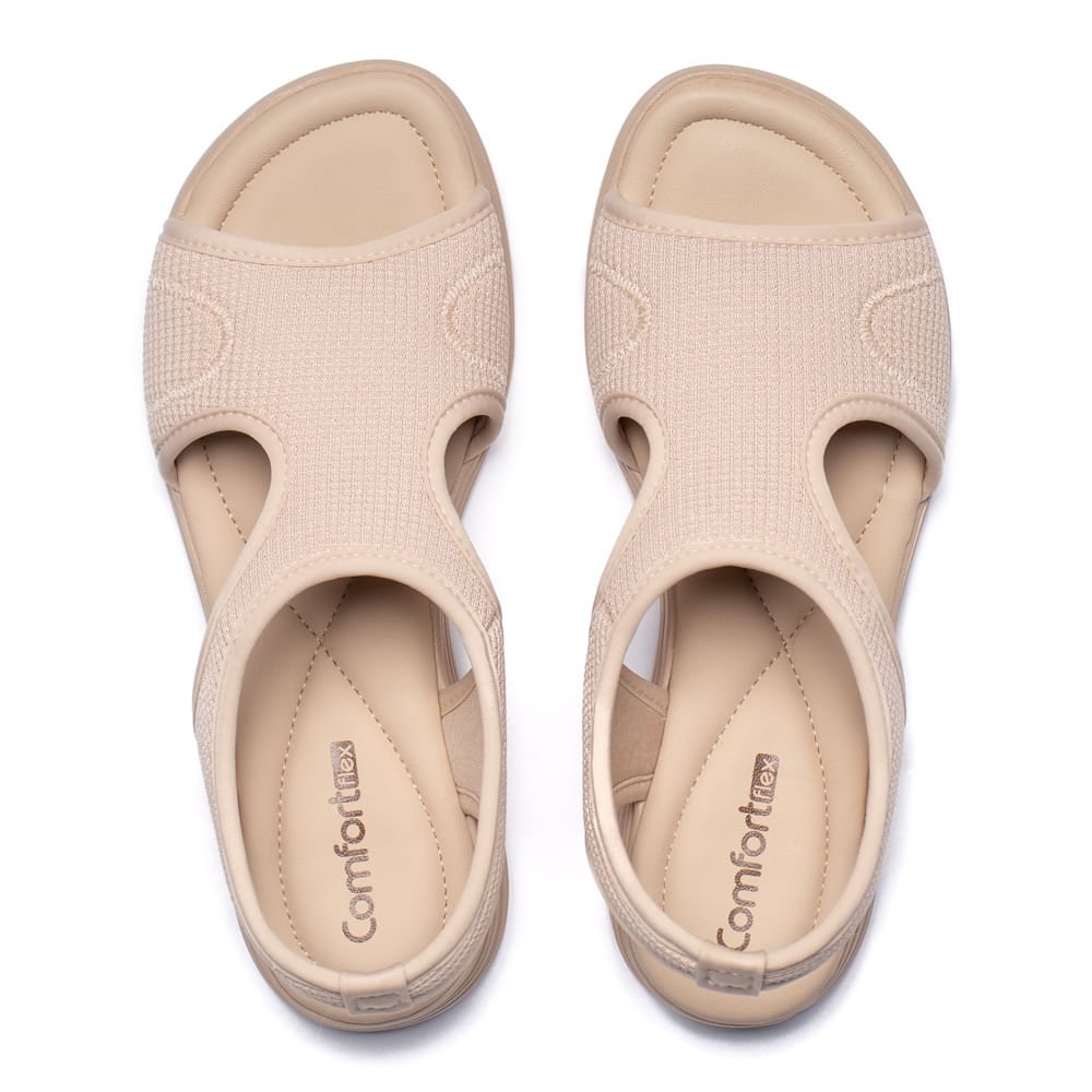 Sandália Feminina Comfortflex Tecido Elástico Bege Bege 4