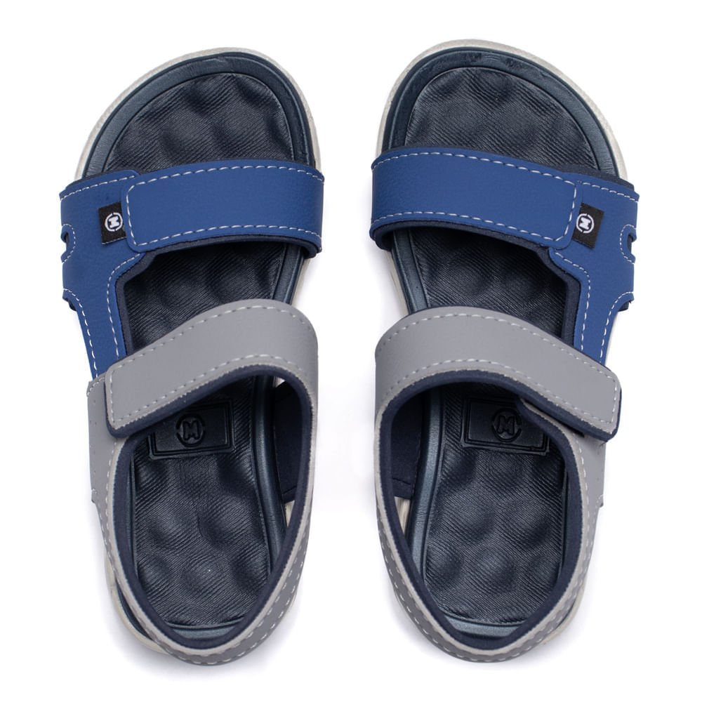 Sandália Infantil Molekinho Papete Napa Cinza/Azul Marinho Marinho 4