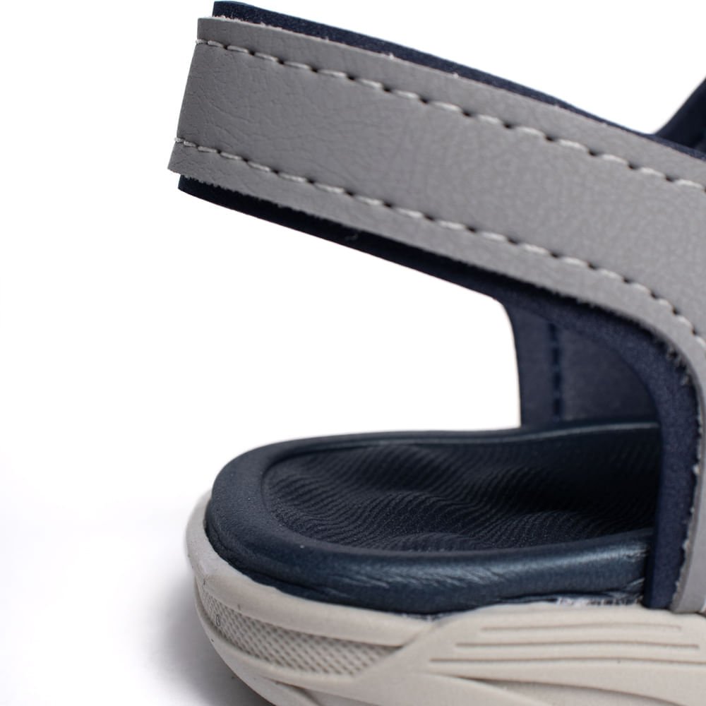 Sandália Infantil Molekinho Papete Napa Cinza/Azul Marinho Marinho 5