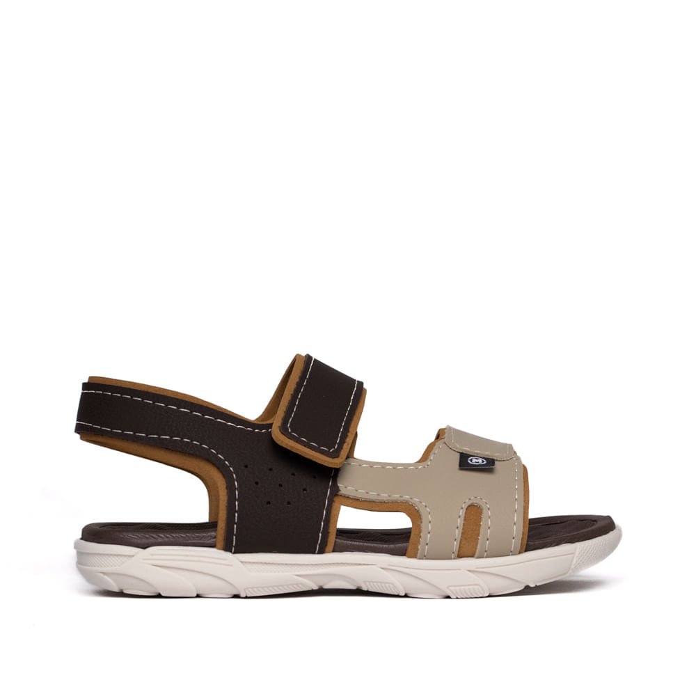 Sandália Infantil Molekinho Papete Napa Marrom/Bege