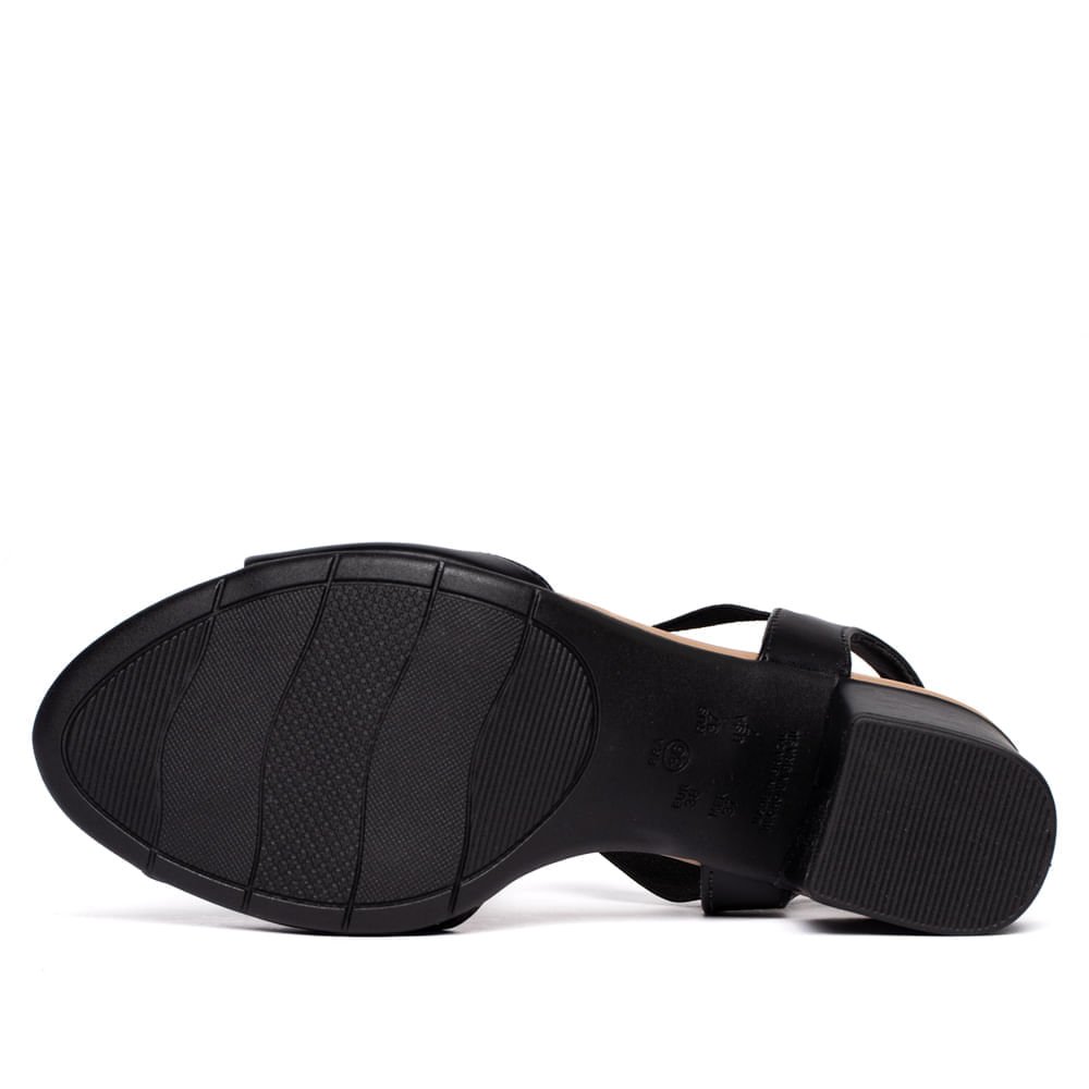 Sandália Feminina Comfortflex Salto Bloco Napa Preto Preto 2