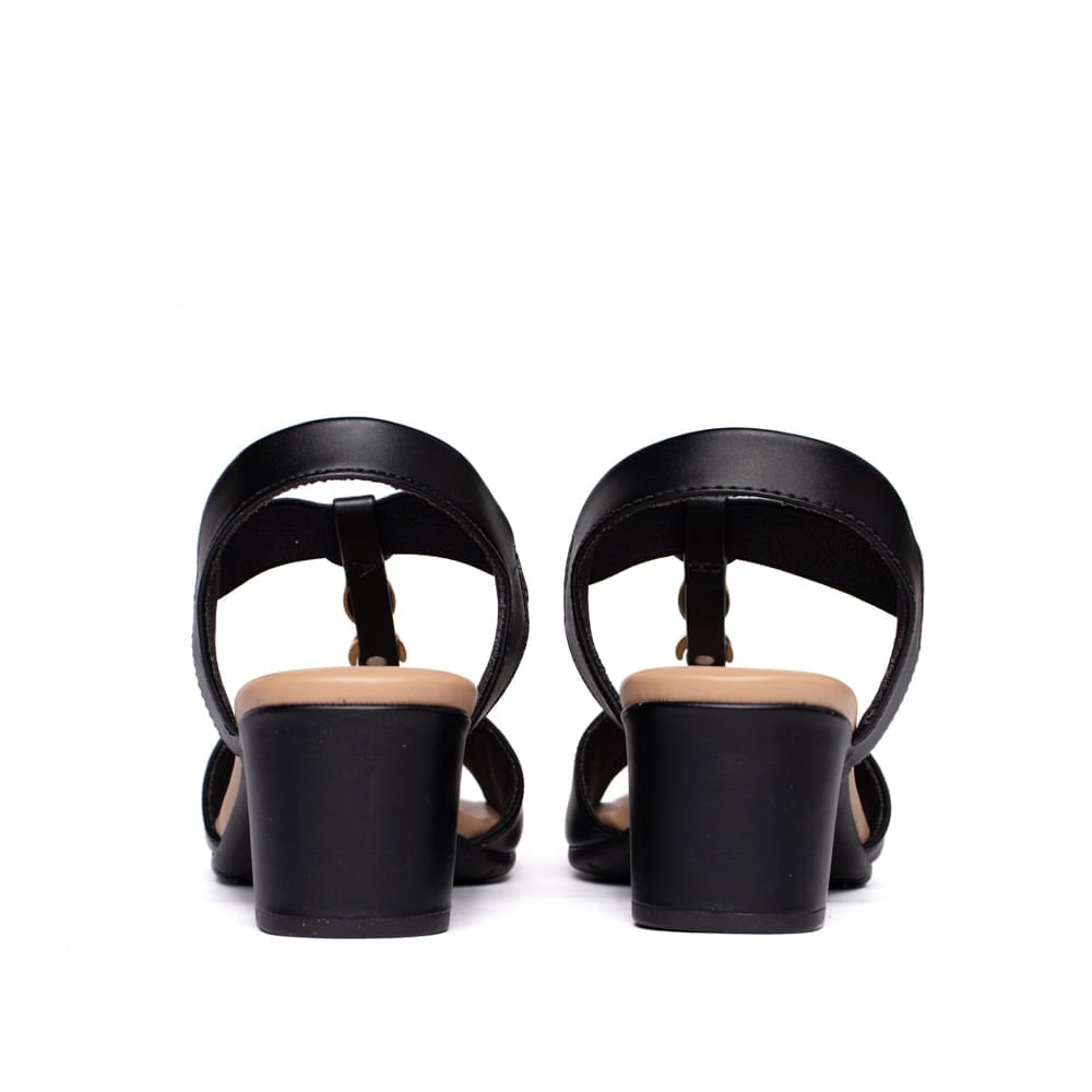 Sandália Feminina Comfortflex Salto Bloco Napa Preto Preto 3