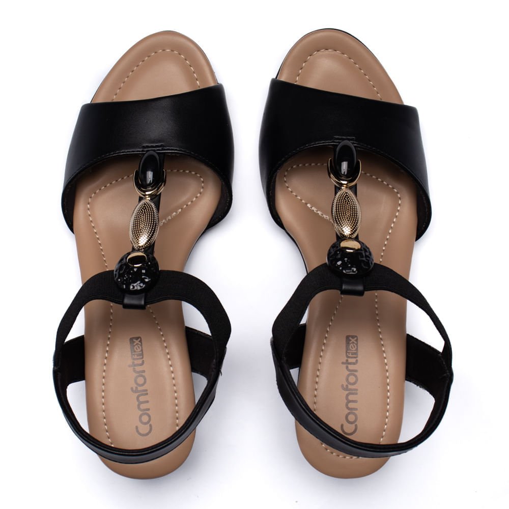 Sandália Feminina Comfortflex Salto Bloco Napa Preto Preto 4