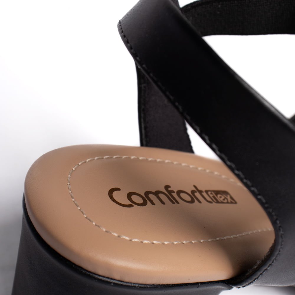 Sandália Feminina Comfortflex Salto Bloco Napa Preto Preto 6
