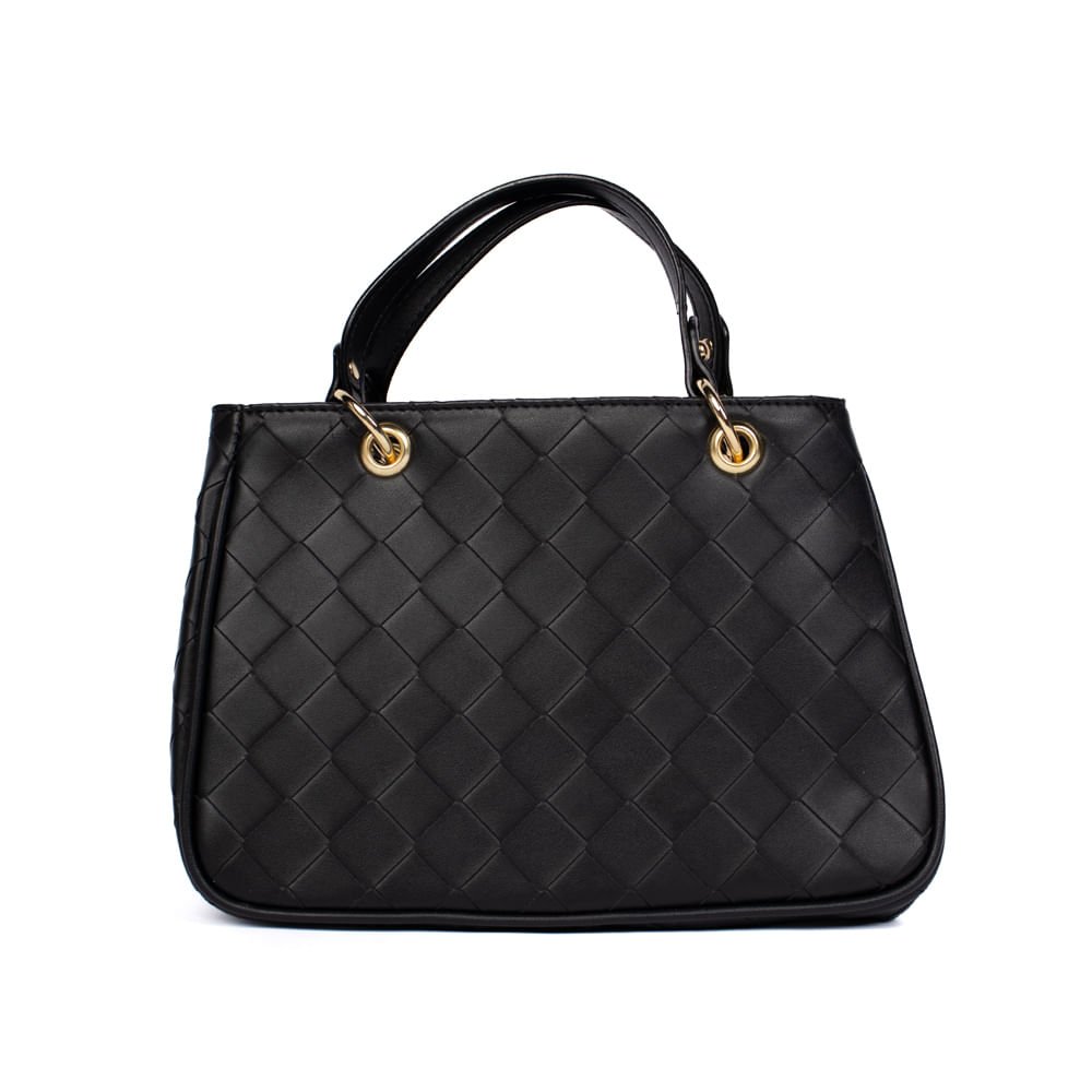 Bolsa Feminina Via Marte Tote Napa Texturizada Média Preta Preto 2