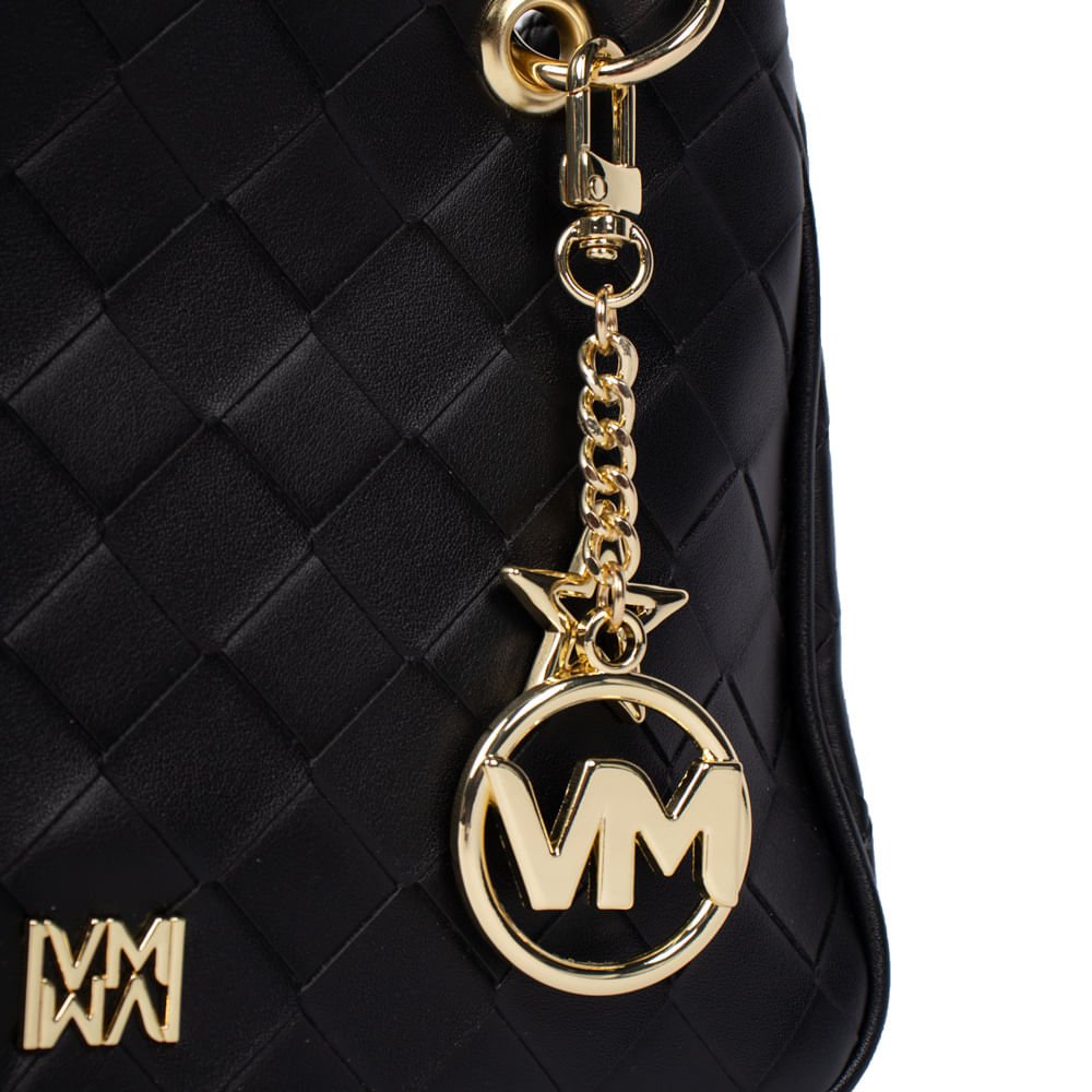 Bolsa Feminina Via Marte Tote Napa Texturizada Média Preta Preto 3