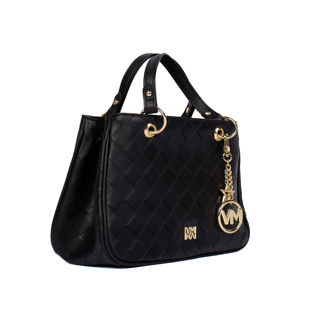 Bolsa Feminina Via Marte Tote Napa Texturizada Média Preta Preto 4