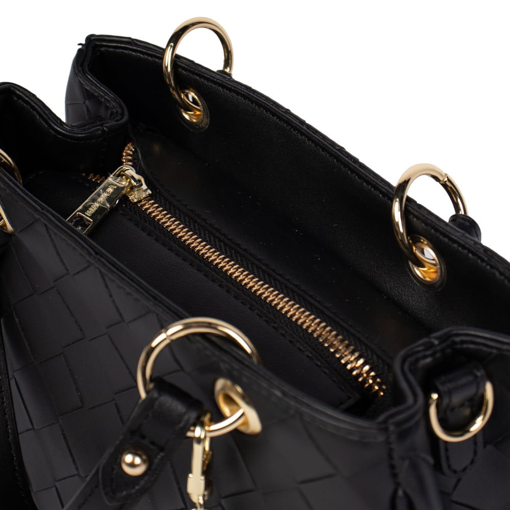 Bolsa Feminina Via Marte Tote Napa Texturizada Média Preta Preto 5
