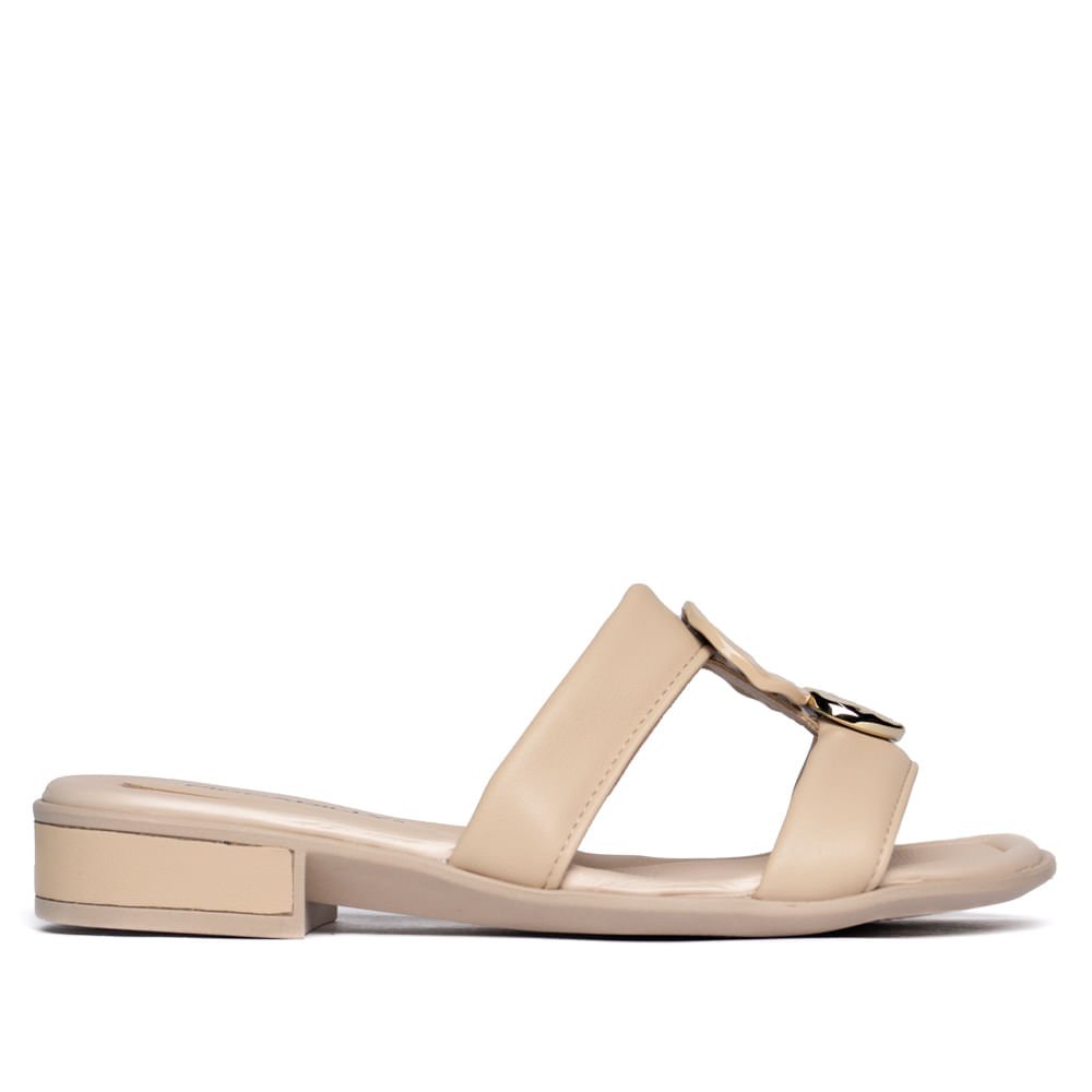 Tamanco Feminino Piccadilly Salto Baixo Napa Bege