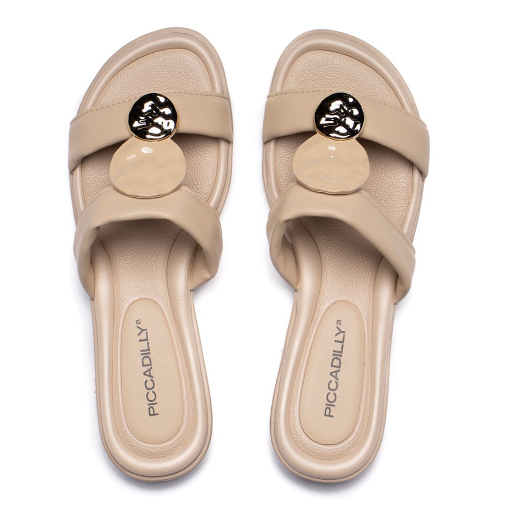 Tamanco Feminino Piccadilly Salto Baixo Napa Bege Bege 4