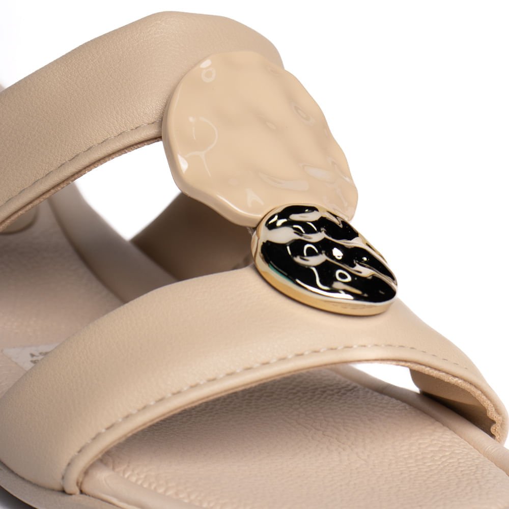 Tamanco Feminino Piccadilly Salto Baixo Napa Bege Bege 5