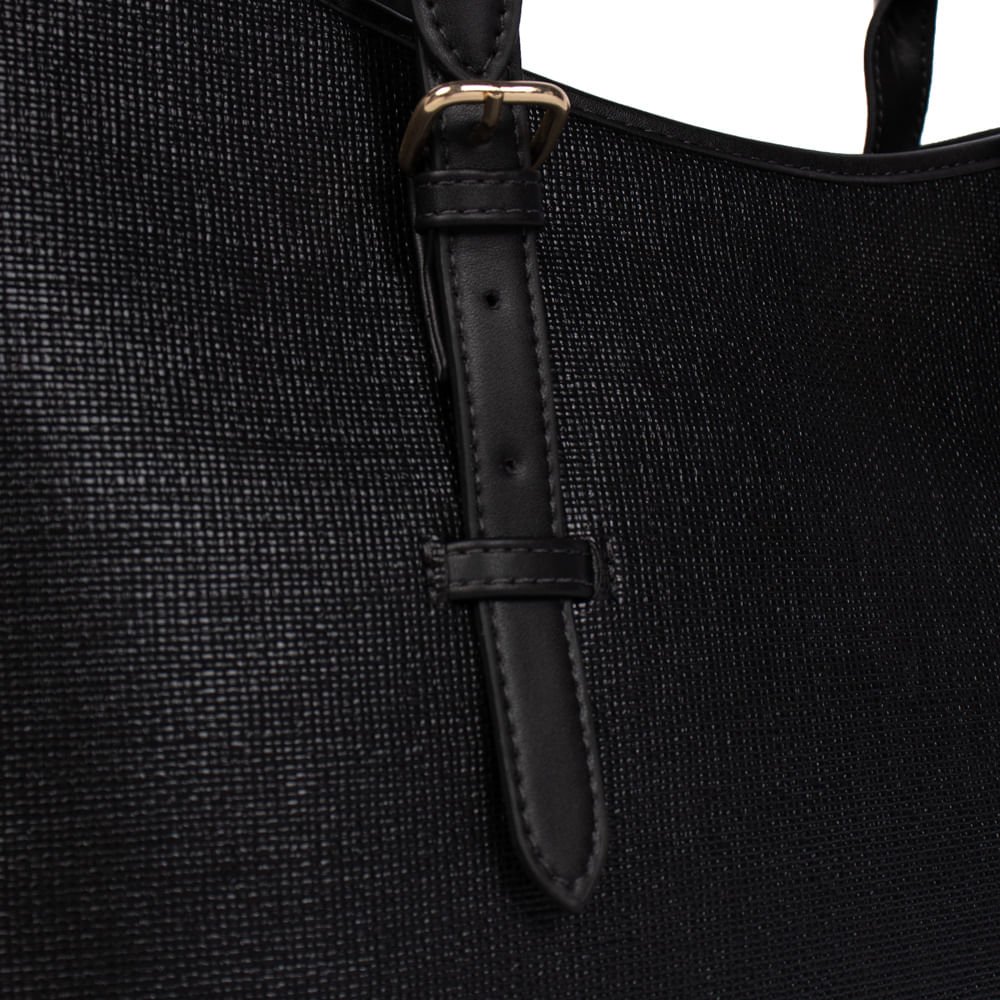 Bolsa Feminina Rafitthy Tiracolo Napa Texturizada Preto Preto 4