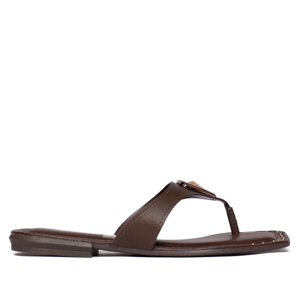 Chinelo Feminino Mississipi Pedraria Napa Marrom Escuro Marrom Escuro 2