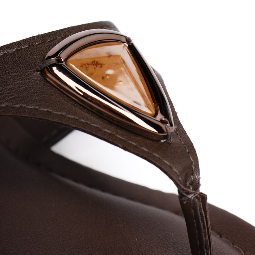 Chinelo Feminino Mississipi Pedraria Napa Marrom Escuro Marrom Escuro 4