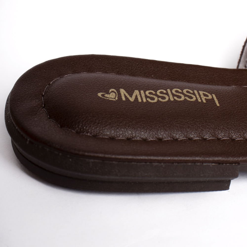 Chinelo Feminino Mississipi Pedraria Napa Marrom Escuro Marrom Escuro 5