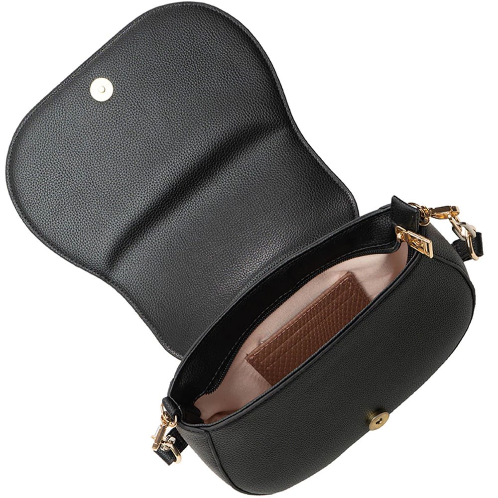 Bolsa Feminina Rafitthy Napa Alça Pequena Preto Preto 4