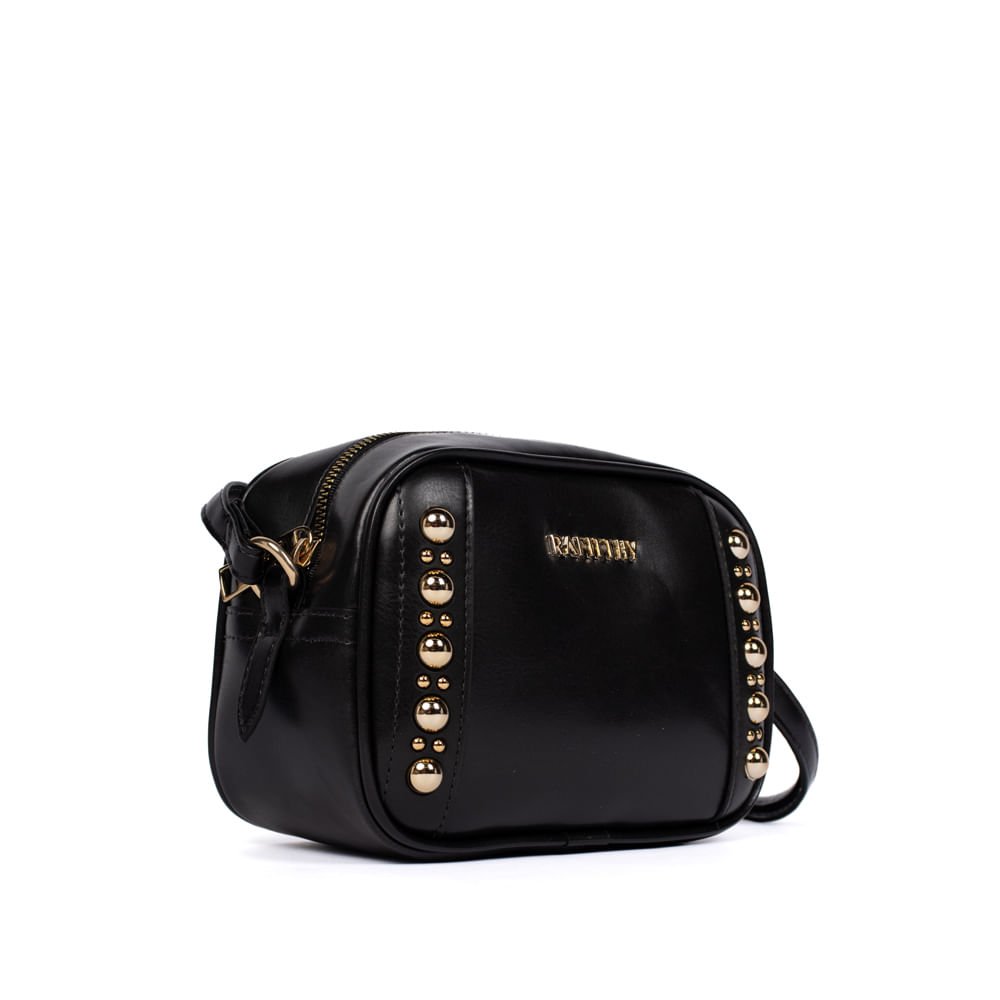 Bolsa Feminina Rafitthy Transversal Apliques Pequena Preto Preto 3