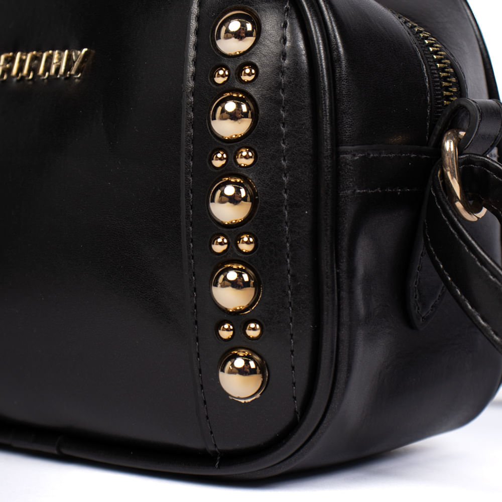 Bolsa Feminina Rafitthy Transversal Apliques Pequena Preto Preto 4