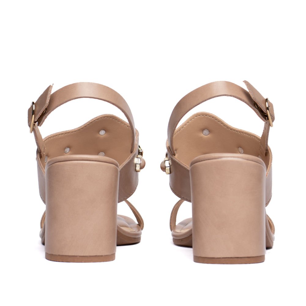 Sandália Feminina Dakota Salto Bloco Napa Pedrarias Nude Nude 3