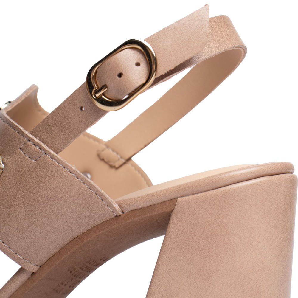 Sandália Feminina Dakota Salto Bloco Napa Pedrarias Nude Nude 6