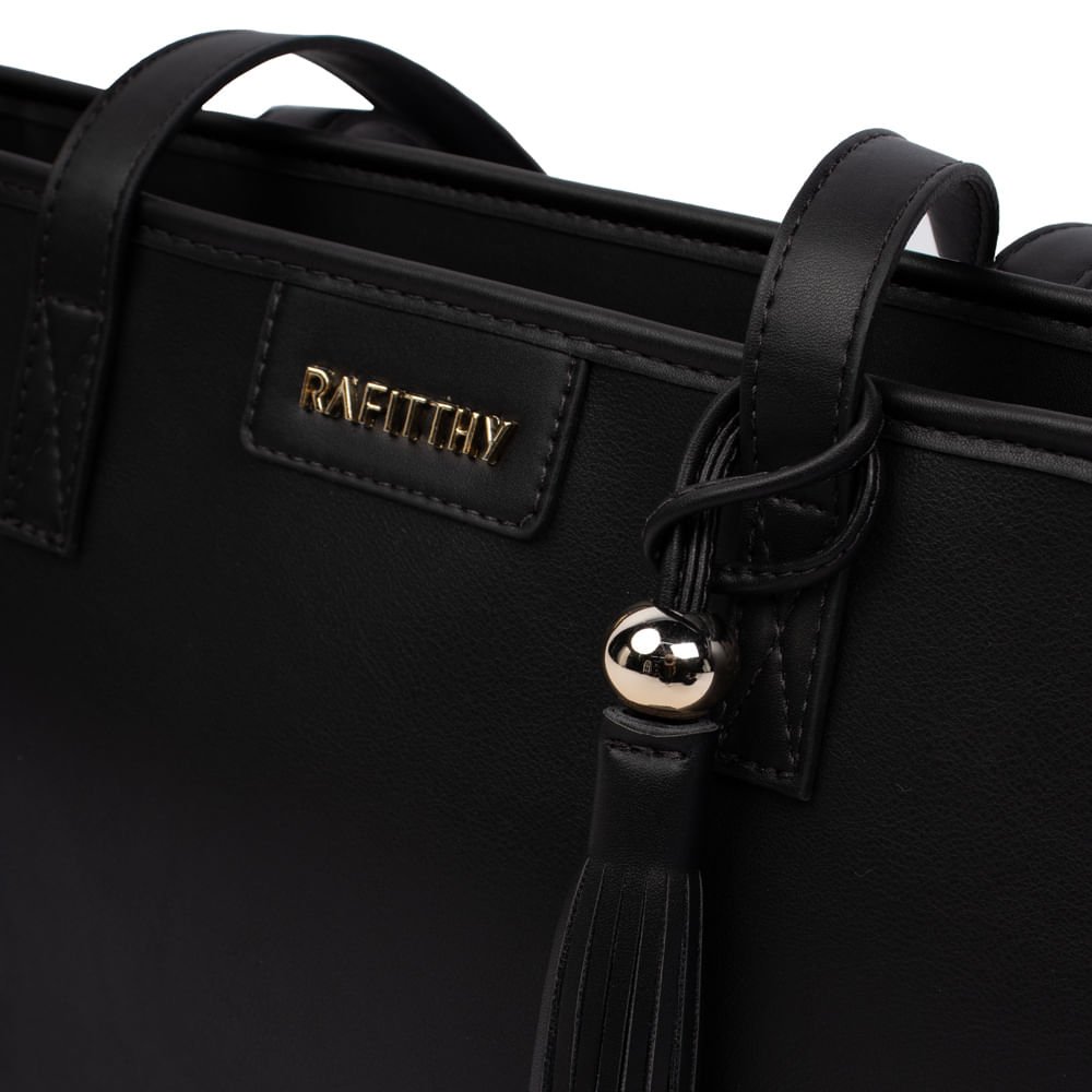 Bolsa Feminina Rafitthy Tiracolo Napa Grande Preta Preto 4