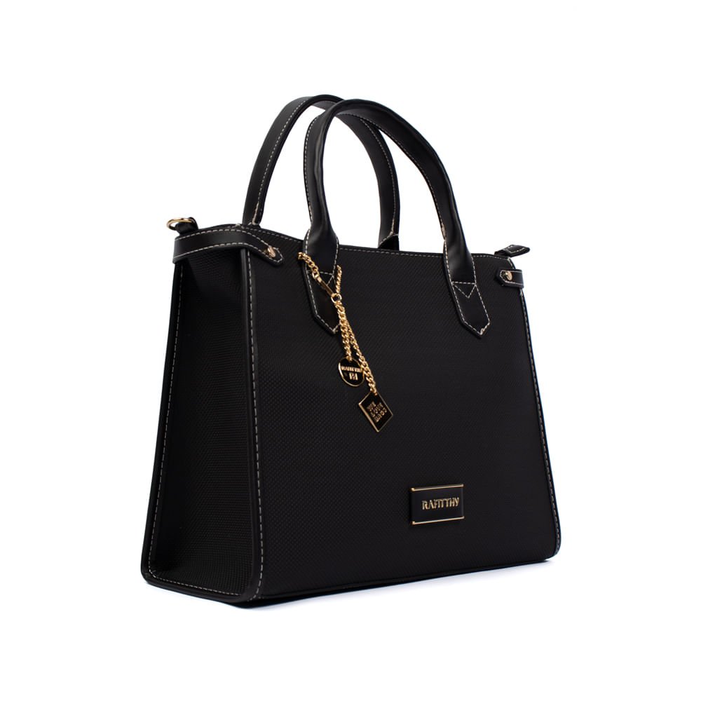 Bolsa Feminina Rafitthy Tote Napa Texturizada Média Preta Preto 3
