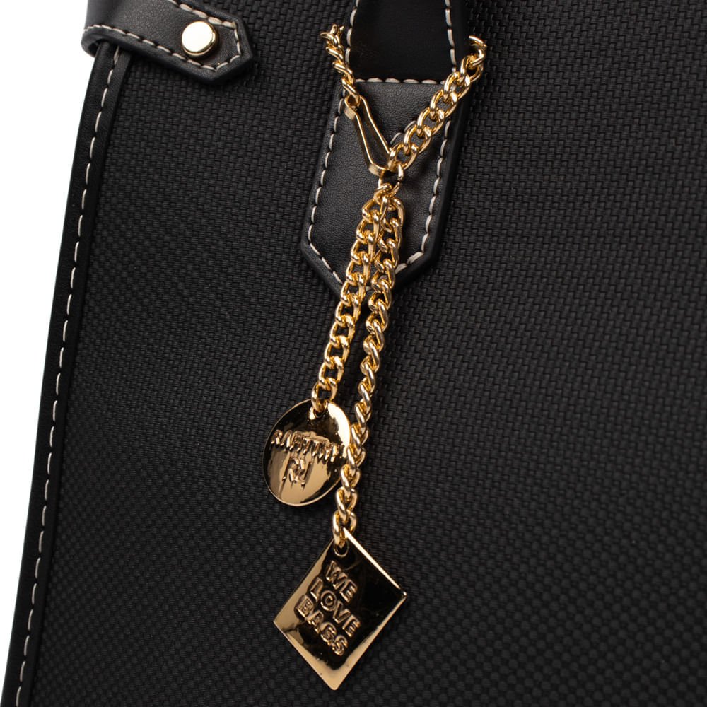 Bolsa Feminina Rafitthy Tote Napa Texturizada Média Preta Preto 4