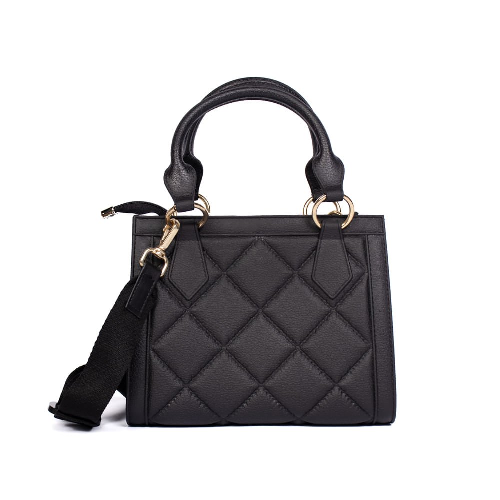 Bolsa Feminina Moleca Tote Pequena Texturizada Preto Preto 2