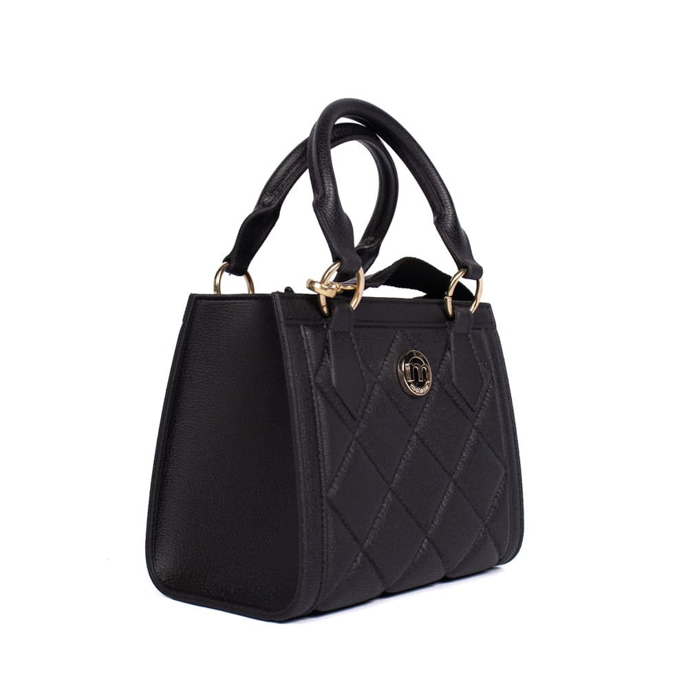 Bolsa Feminina Moleca Tote Pequena Texturizada Preto Preto 3