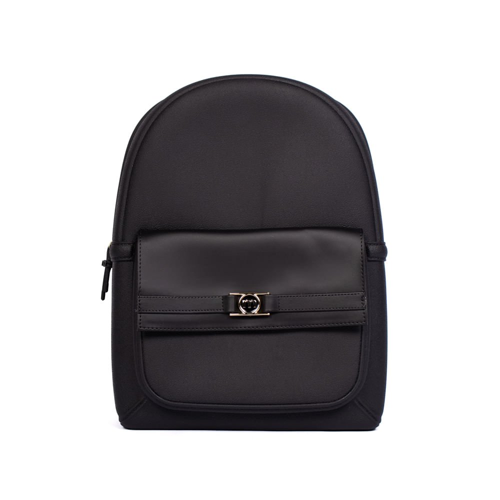 Mochila Feminina Moleca PVC Alças Gorgurão Preto
