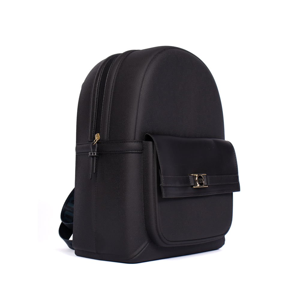 Mochila Feminina Moleca PVC Alças Gorgurão Preto Preto 3